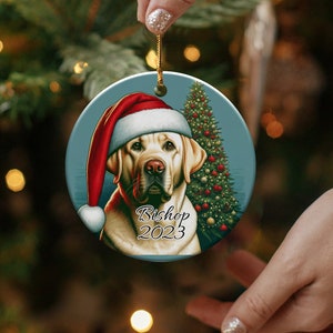 Labrador in Santa Hat Personalized Ornament, Labrador Dog Ornament, Dog Lover Gift, Pet Labrador Ornament, Dog Owner Christmas Gift