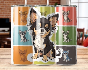 Chihuahua Dog Tumbler Wrap: Colorful Pet Illustration (Digital Download)
