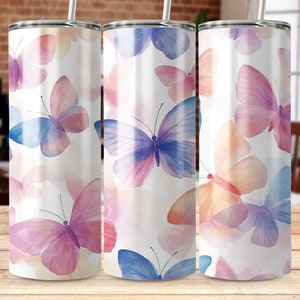 Watercolor Butterfly Tumbler Wrap, Colorful Butterfly Pattern Digital Download, Sublimation Tumbler Wrap, Butterfly Art Decal