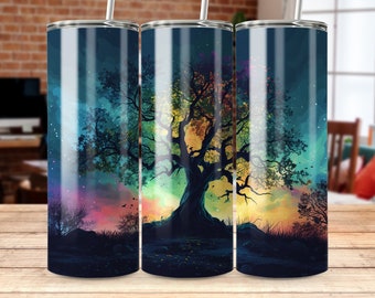 tree of life northern lights 20 oz Skinny Tumbler Sublimation Design, Straight & Tapered Wrap, Tumbler Wrap, Tumbler Png, Instant Download