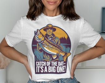 Camiseta de pesca del día Camiseta gráfica de captura grande Regalo de pescador Camiseta para entusiastas de la pesca Camiseta de pesca divertida Camiseta de captura de peces grandes