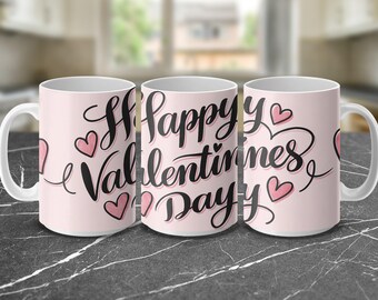 Happy Valentines Day Coffee Mug Wrap Digital Download for 11oz and 15oz Mugs Valentines Day Gift Printable Mug Art