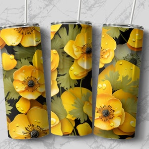 Buttercup Flowers 20 oz Skinny Tumbler Sublimation Design, Straight & Tapered Wrap, Tumbler Wrap, Tumbler Png, Instant Download