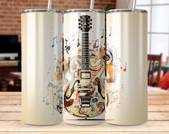 Tan Guitar 20 oz Tumbler Sublimation Design (Digital Download)