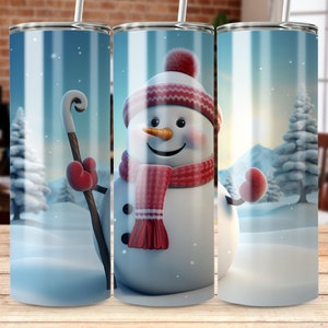 snowman 20 oz Skinny Tumbler Sublimation Design, Straight & Tapered Wrap, Tumbler Wrap, Tumbler Png, Instant Download