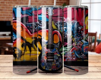 Guitar Street Art 20oz Tumbler Sublimation Design (Digital Download)