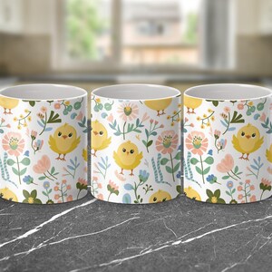 Cute Bird Floral Coffee Mug Wrap, Mug Wrap Designs for 15oz and 11oz, Printable Digital Mug Wrap, Bird and Flowers Mug Wrap Art image 5