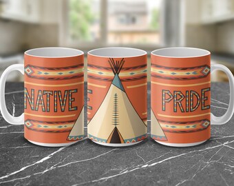 Native Pride Mug Wrap Design: Tribal Pattern (Digital Download)