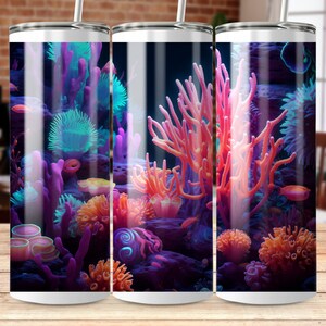 Colorful Coral 20 oz Skinny Tumbler Sublimation Design, Straight & Tapered Wrap, Tumbler Wrap, Tumbler Png, Instant Download