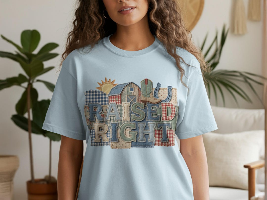 Raised Right PNG File, Country Farmhouse Applique Sublimation Design ...