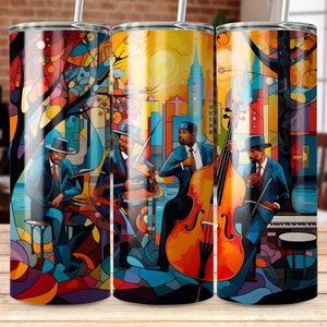 Jazz Players 20 oz Skinny Tumbler Sublimation Design, Straight & Tapered Wrap, Tumbler Wrap, Tumbler Png, Téléchargement instantané