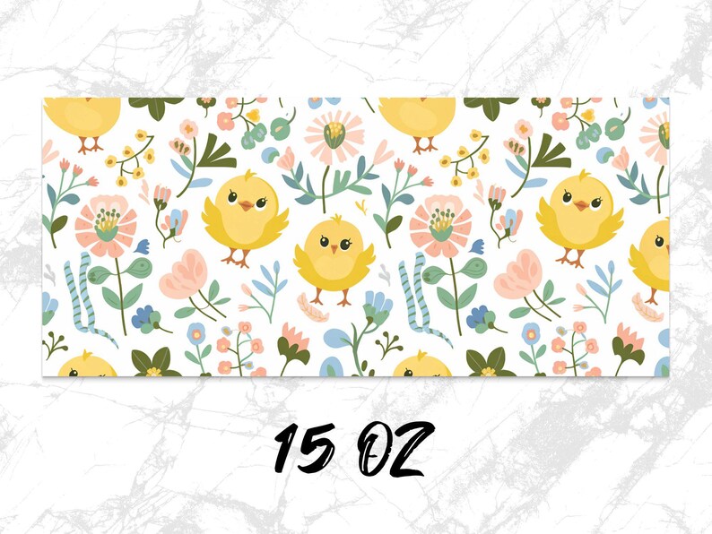 Cute Bird Floral Coffee Mug Wrap, Mug Wrap Designs for 15oz and 11oz, Printable Digital Mug Wrap, Bird and Flowers Mug Wrap Art image 4