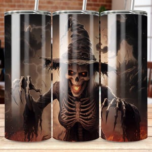 Spooky Skeleton Witch Tumbler Wraps, Digital File for Tumbler Wraps, Straight and Tapered Designs, Halloween Tumbler Art