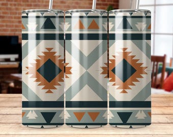 Aztec Tumbler Wrap: Bohemian Pattern, Straight & Tapered (Digital File)