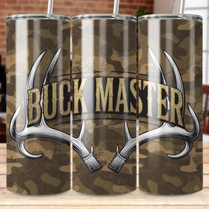 Buck Master digital tumbler wrap 20 oz camouflage design sublimation png file deer hunter gift straight tapered files