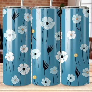 Linie Kunst Blumen 20 oz Skinny Tumbler Sublimation Design, gerade & konisch Wrap, Tumbler Wrap, Tumbler Png, Instant Download