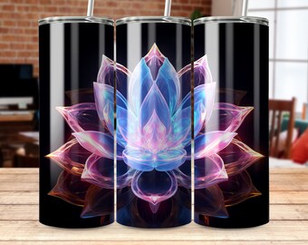 glass lotus 20 oz Skinny Tumbler Sublimation Design, Straight & Tapered Wrap, Tumbler Wrap, Tumbler Png, Instant Download