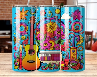 hippie wrap 20 oz Skinny Tumbler Sublimation Design, Straight & Tapered Wrap, Tumbler Wrap, Tumbler Png, Instant Download