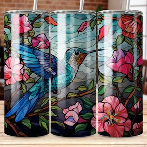Stained glass hummingbird 20 oz Skinny Tumbler Sublimation Design, Straight & Tapered Wrap, Tumbler Wrap, Tumbler Png, Instant Download