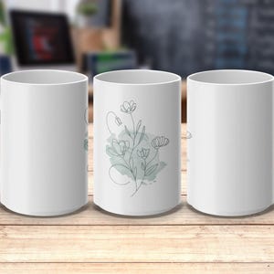 Floral Coffee Mug Wrap Digital Download, 15 oz and 11 oz Mug Sublimation Design, Coffee Lovers Gift, Instant Download