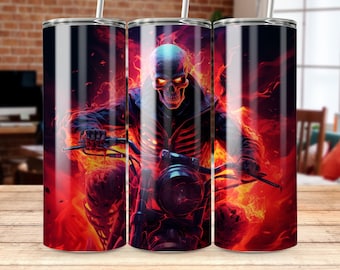 halloween skull rider 20 oz Skinny Tumbler Sublimation Design, Straight & Tapered Wrap, Tumbler Wrap, Tumbler Png, Instant Download
