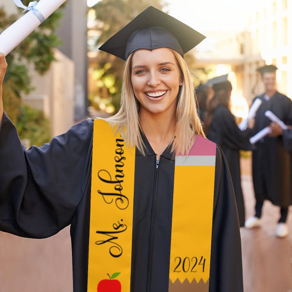 Double-sided Graduation Teacher Pencil Stole | Personalize It