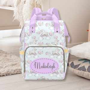 Unicorn Rainbow Diaper Bag Backpack | Personalize It