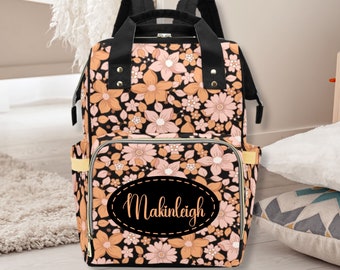 Boho Floral Diaper Bag Backpack | Personalize It