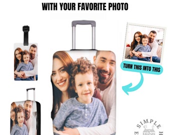 Custom Photo Suitcase Luggage Cover and Tag Set | Personalize It