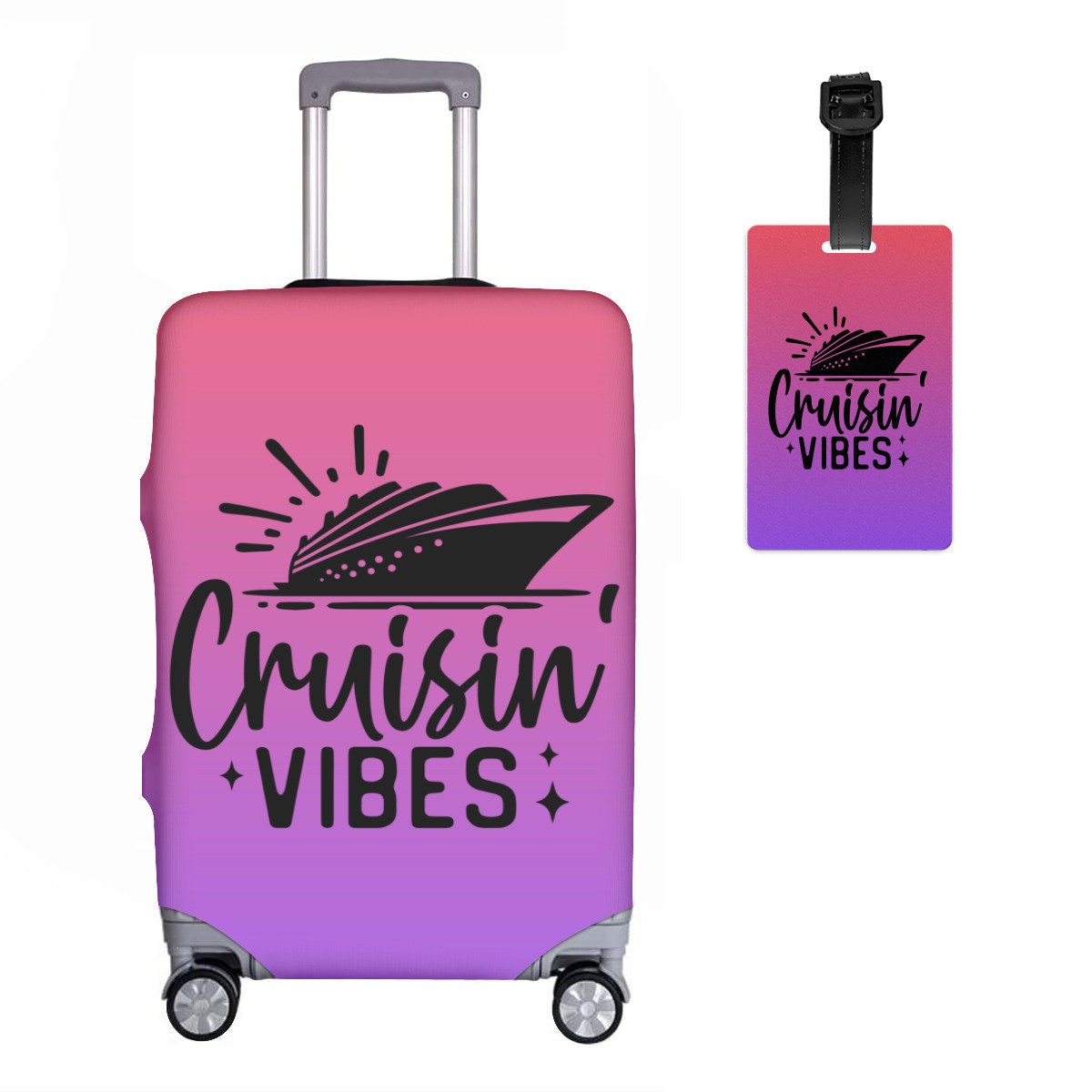 Cruisin Vibes Luggage Cover, Vacation Luggage Cover