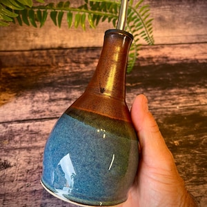 Olive Oil Bottle - Handmade Stoneware Cruet - Housewarming Gift - Ceramic - Dispenser - cruette - 12 ounce