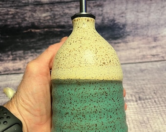 Olive Oil Bottle - Handmade Stoneware Cruet - Housewarming Gift - Ceramic - Dispenser - with spout