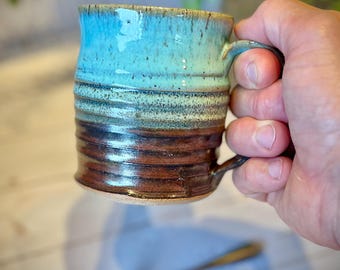 Handmade Stoneware Coffee Mug: 12 oz, Microwave Safe, Dishwasher Safe Cup