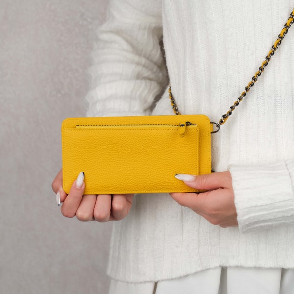 Personalisierte kleine Crossbody Handytasche und Brieftasche für Frauen - Benutzerdefinierte Leder Umhängetasche mit Geldbörse und Handyhülle - Geschenk für Mama