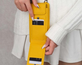 Personalized Crossbody Phone Sling Bag, Leather Phone Purse and Wallet for Women - Custom Leather Shoulder Bag with Wallet and Phone Case