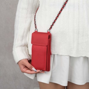 Western Red Portemonnaie und Handyhülle 2in1 - Handytasche Wallet 2 in 1 Umhängetasche - Crossbody Tasche mit Taschen - Geschenk für Mama