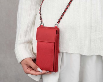 Western Red  Wallet and Phone Case 2in1 - Mobile Phone Case Wallet 2 in 1 Shoulder Bag - Crossbody Bag with Pockets - Gift for Mom