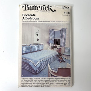 Vintage Butterick 3747 Decorate A Bedroom Sewing Pattern Comforter Curtains