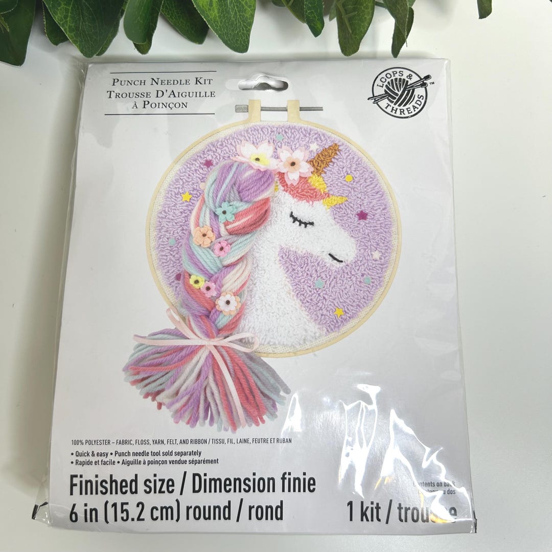 Loops & Threads Punch Needle Kit Unicorn 6 in Embroidery Craft DIY New ...