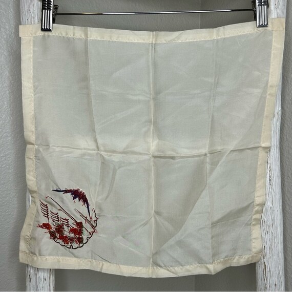 Vintage Japanese Silk Embroidered Handkerchief Sc… - image 3