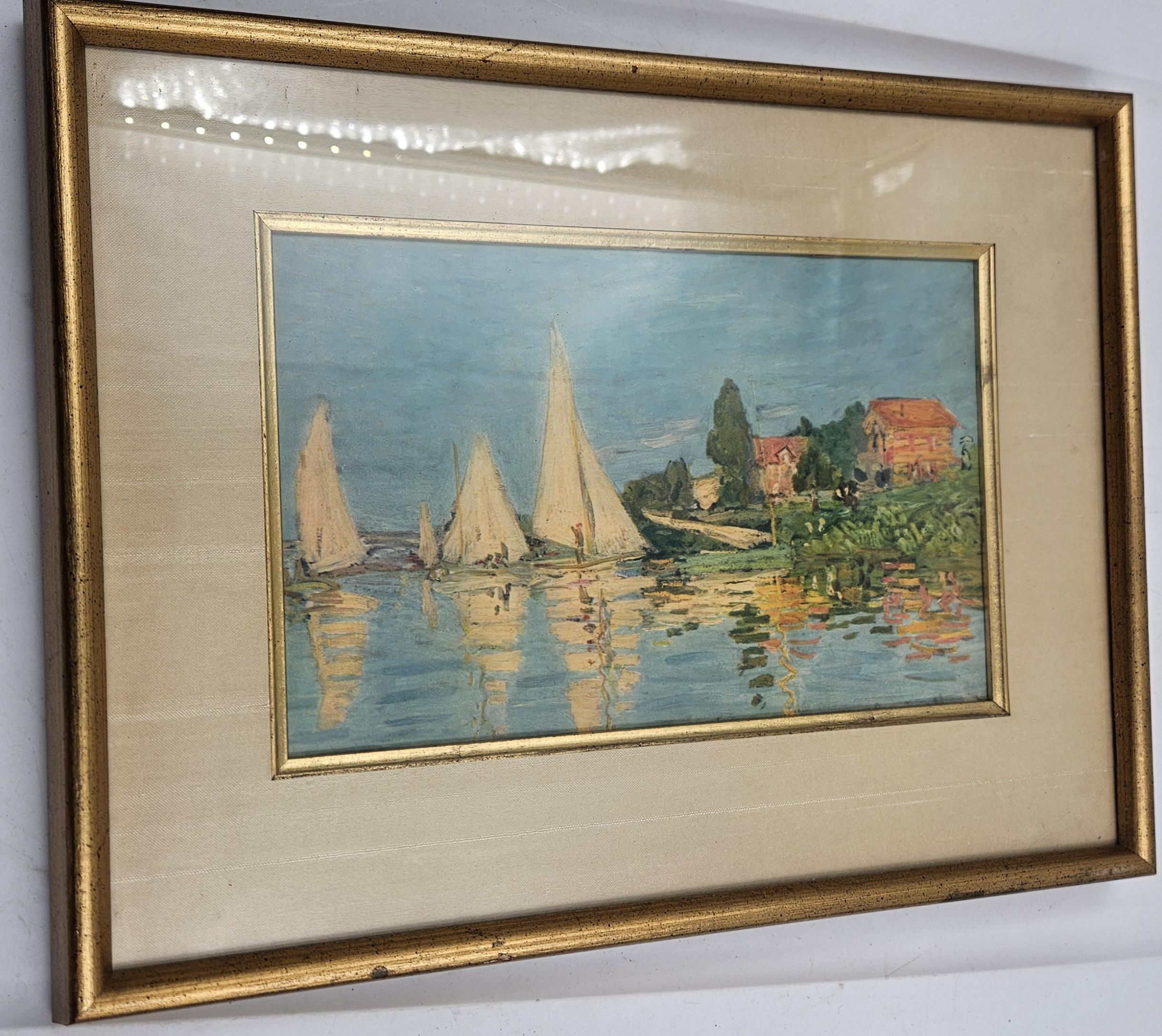 クロード・モネ作「アルジャントゥイユのレガッタ」、版画、額縁