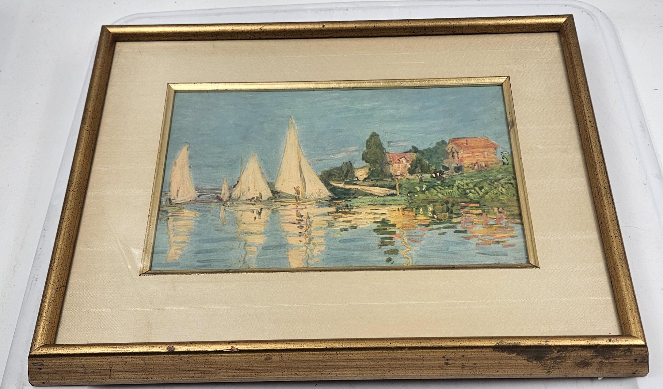 クロード・モネ作「アルジャントゥイユのレガッタ」、版画、額縁