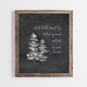 John Muir Zitat - And Into The Forest I Go - Natur Wandkunst - Outdoor Wandkunst - Wandern Zitat - Outdoor Decor - DRUCKBAR