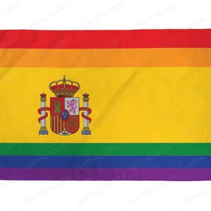 Drapeau espagnol Gay Pride 3'x5' LGBTQ intérieur extérieur étanche Poly drapeau Espagne Gay Lesbian Pride Festival arc-en-ciel drapeau LGBTQIA +