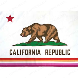 California Lesbian Pride Flag 3&#39;x5&#39; LGBTQ Indoor Outdoor Waterproof Poly Cali Flag CA Gay Lesbian Pride Festival Rainbow Flag LGBTQIA+