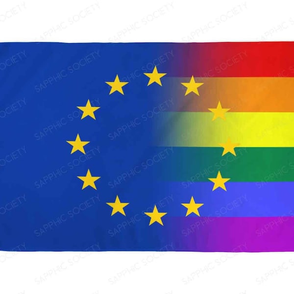 European Union Pride Flag EU 3'x5' LGBTQ Indoor Outdoor Waterproof Gay Lesbian Pansexual Pride Festival Rainbow Flag Europe LGBTQIA+