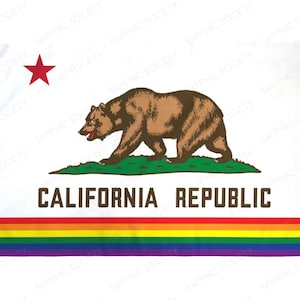 California Gay Pride Flag 3&#39;x5&#39; LGBTQ Indoor Outdoor Waterproof Poly Cali Flag CA Gay Lesbian Bisexual Pride Festival Rainbow Flag LGBTQIA+