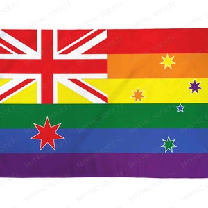 Australia Gay Pride Flag 3&#39;x5&#39; LGBTQ Indoor Outdoor Waterproof Poly Flag Australian Gay Lesbian Pride Festival Rainbow Flag LGBTQIA+