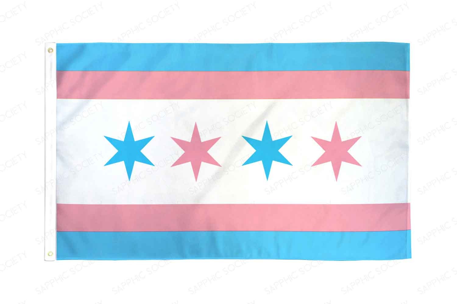 Chicago Transgender Pride Flag 3'x5' LGBTQ Indoor Outdoor