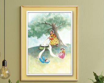 Kurdish Illustration Set – 31 Original Watercolour Files | Hand-Painted PNG Clipart, Cultural Art, Instant Download Wall Decor